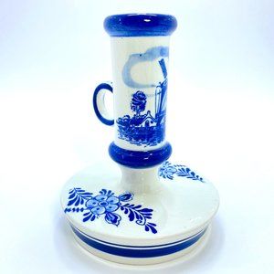 VTG Delft Blue Holland Windmill Candleholder 5.5"
